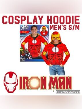 ✨Marvel✨Avengers✨Iron Man✨Men’s Cosplay Zip Up Hoodie Size S/M✨